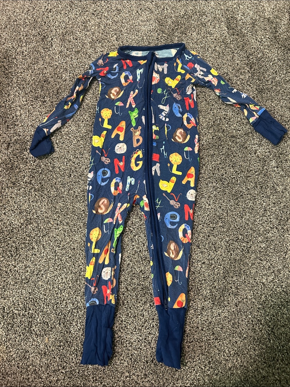 Little Sleepies Navy Alphabet Print One-Piece Pajamas